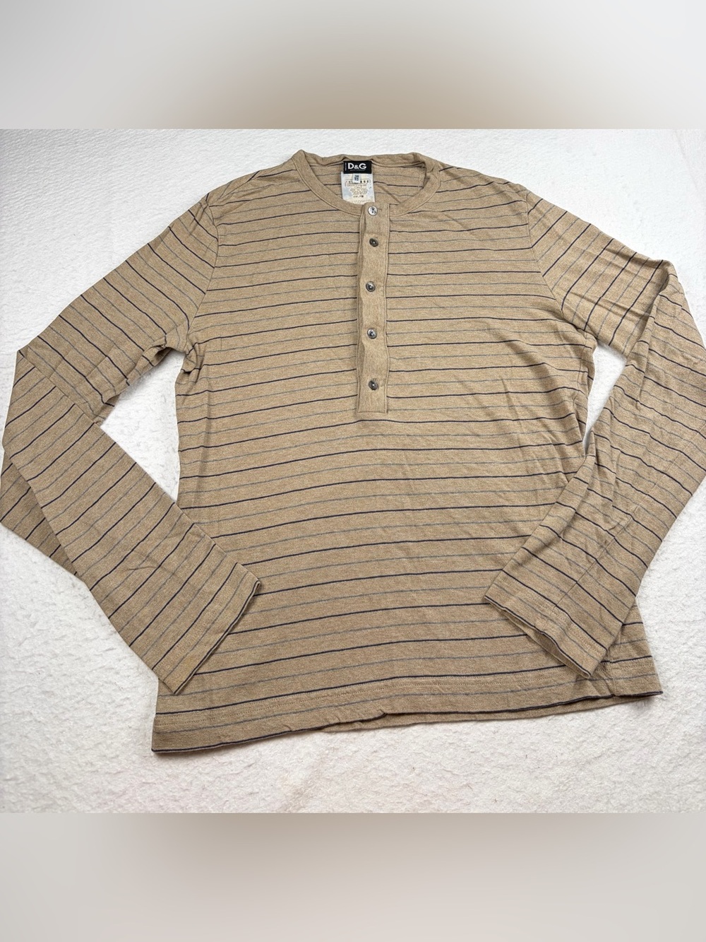 Vintage D&G Dolce Gabbana Striped Henley Shirt Ittierre Made in Italy Sz 52